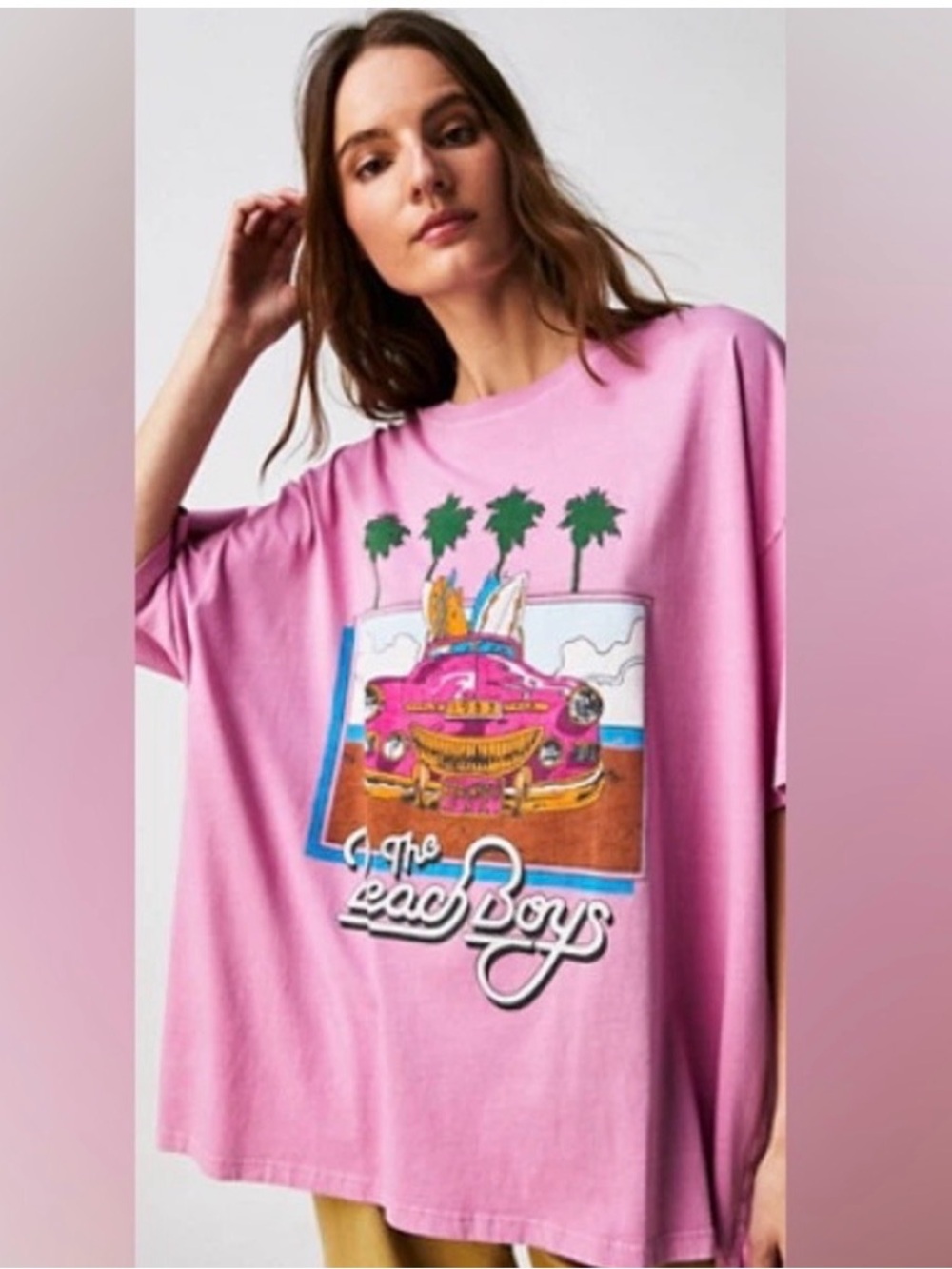 Daydreamer Free People The Beach Boys World Tour ‘83 tee Lilac Bloom One Size